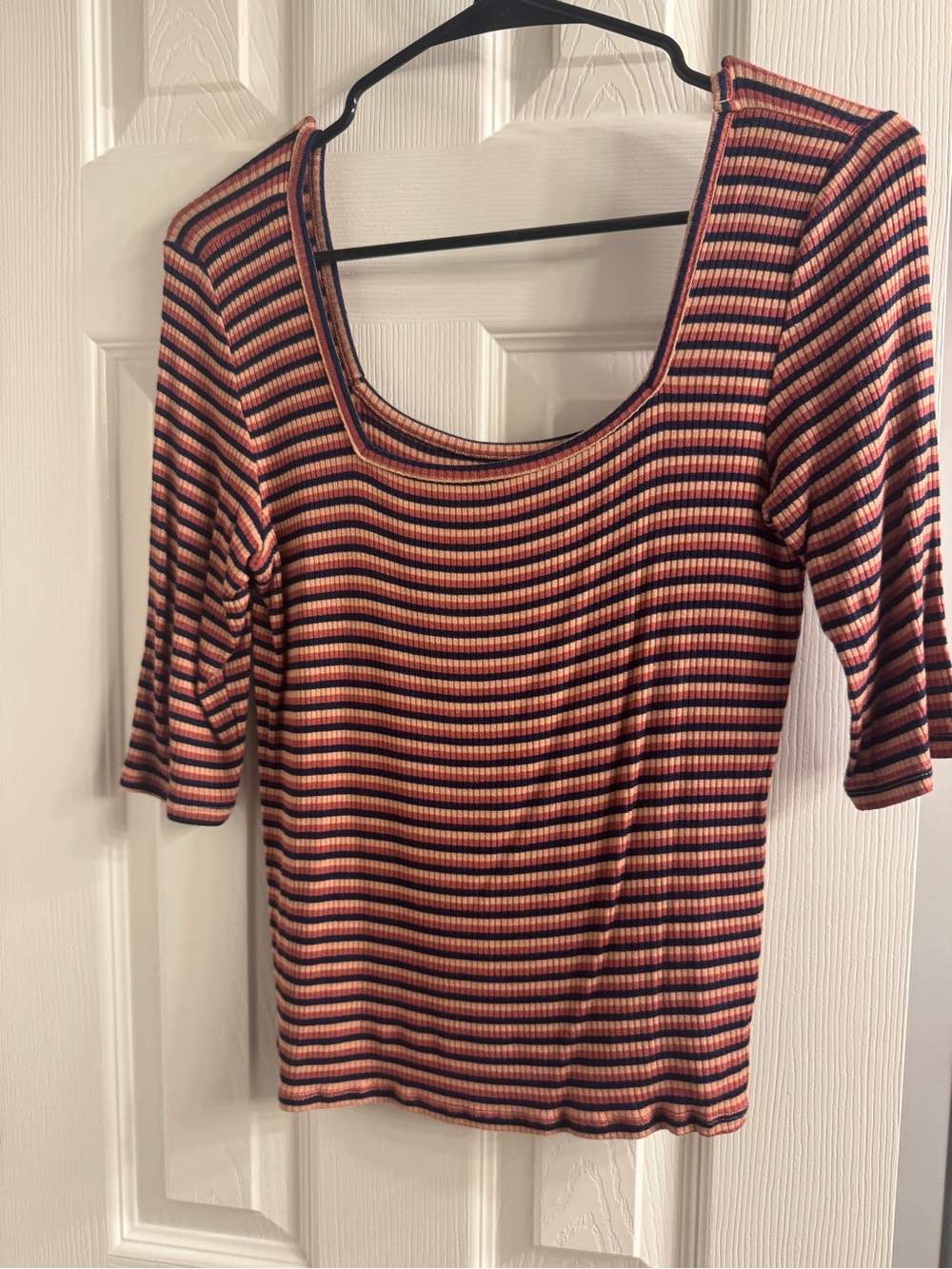 American Eagle Outfitters Ribbed Scoop Neck Top - Pink & Black